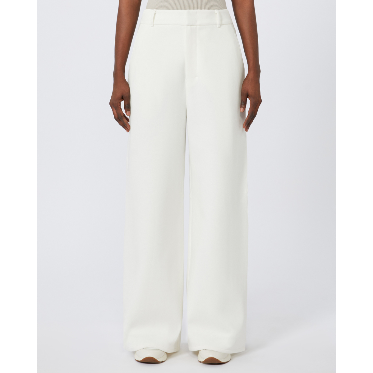 Max Mara Pantaloni in Jersey di Cotone Merlot Donna Bianco