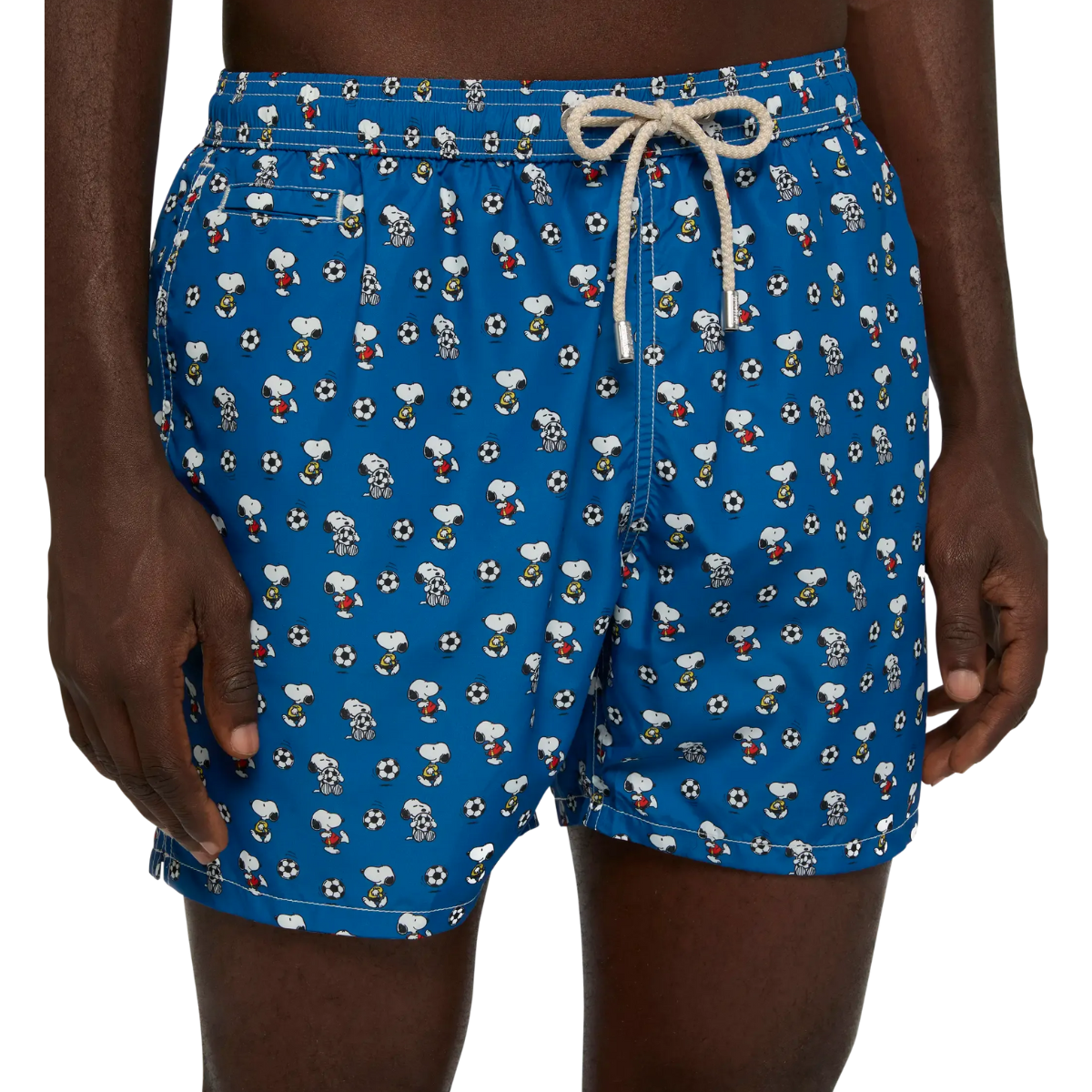 MC2 Saint Barth Costume a Pantaloncino Lighting con Stampa Snoopy Soccer Play Azzurro
