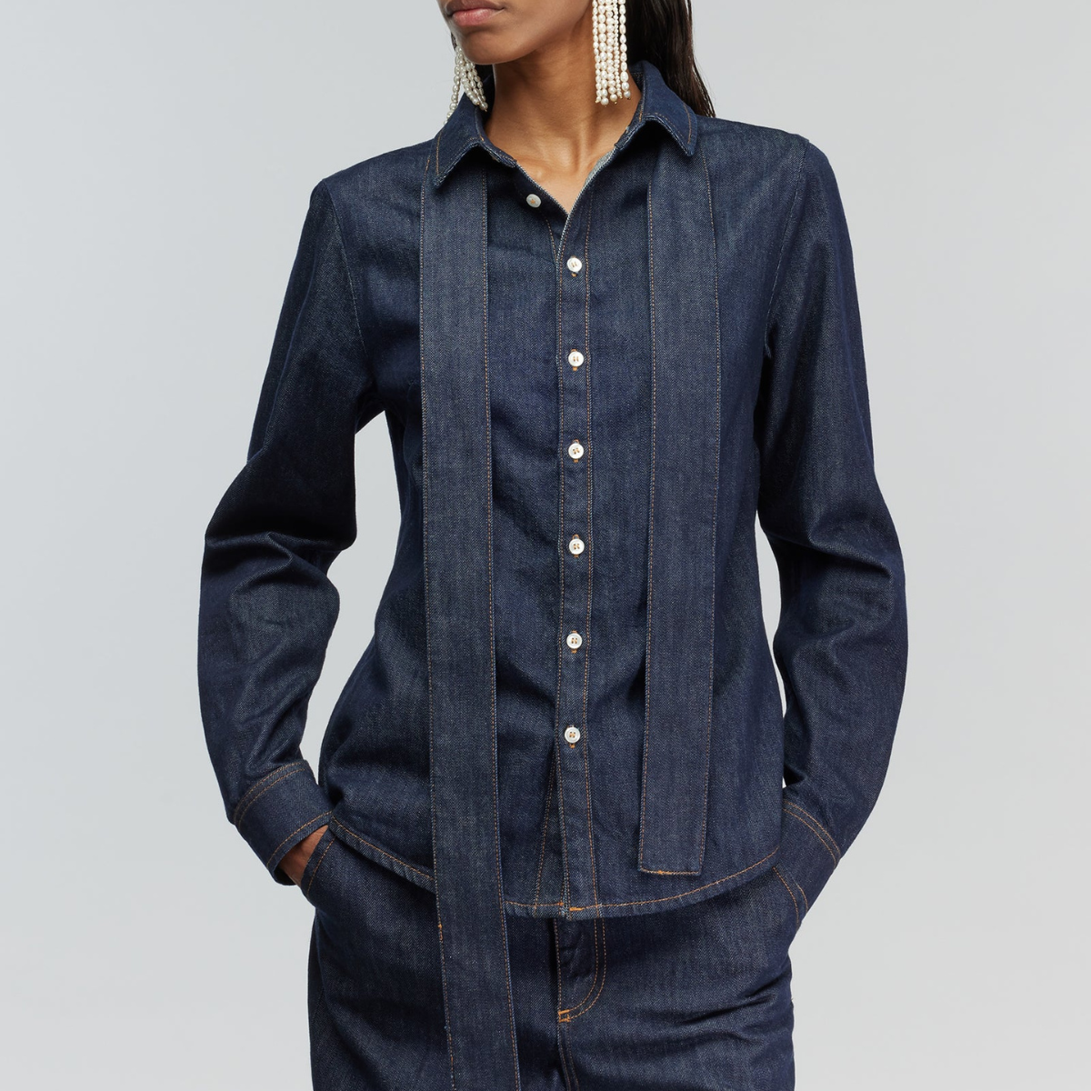 Semicouture Camicia in Denim di Cotone Donna Giulietta Dark Stone Wash
