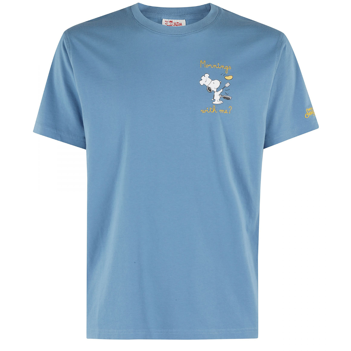 Mc2 Saint Barth T-Shirt in Cotone Uomo Snoopy Mornings Avio
