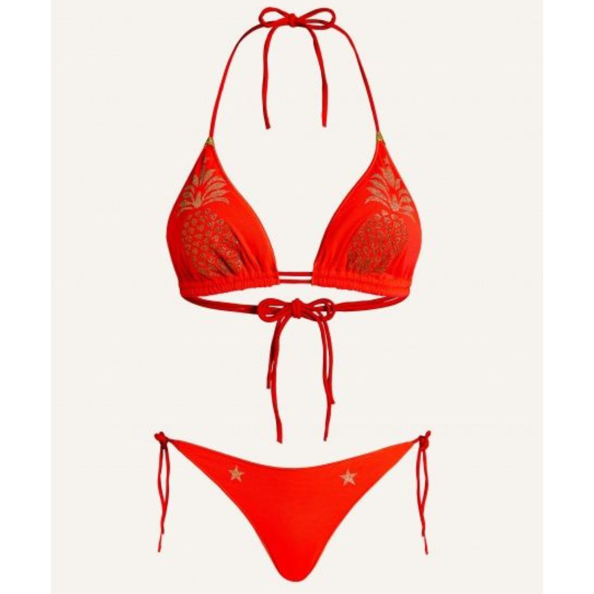 Pin Up Bikini Triangolo Ananas Lurex Donna Arancione