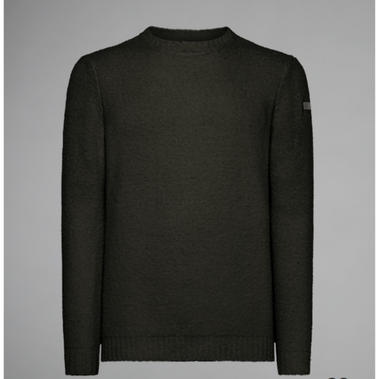 RRD Maglione in Lana Uomo Bouclè Round Knit Verde Militare