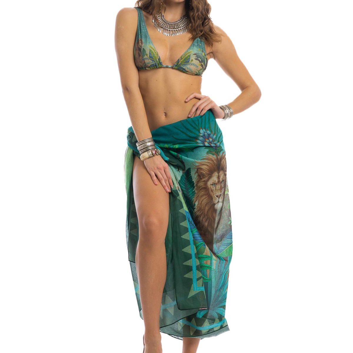 Pin Up Telo Pareo con Stampa Lion King Donna Verde