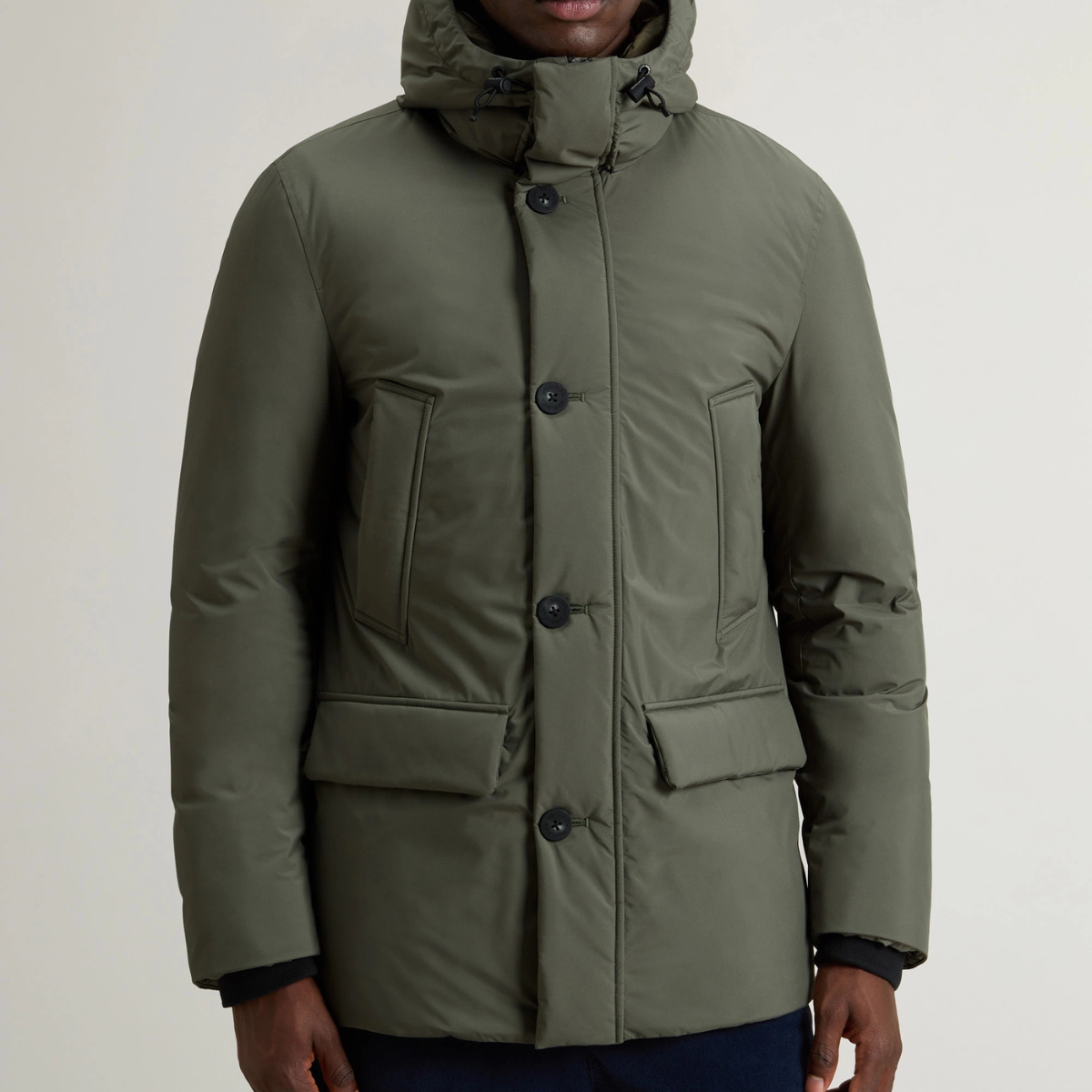 Woolrich Arctic Parka con Cappuccio in Cloud Poly Uomo Dark Green