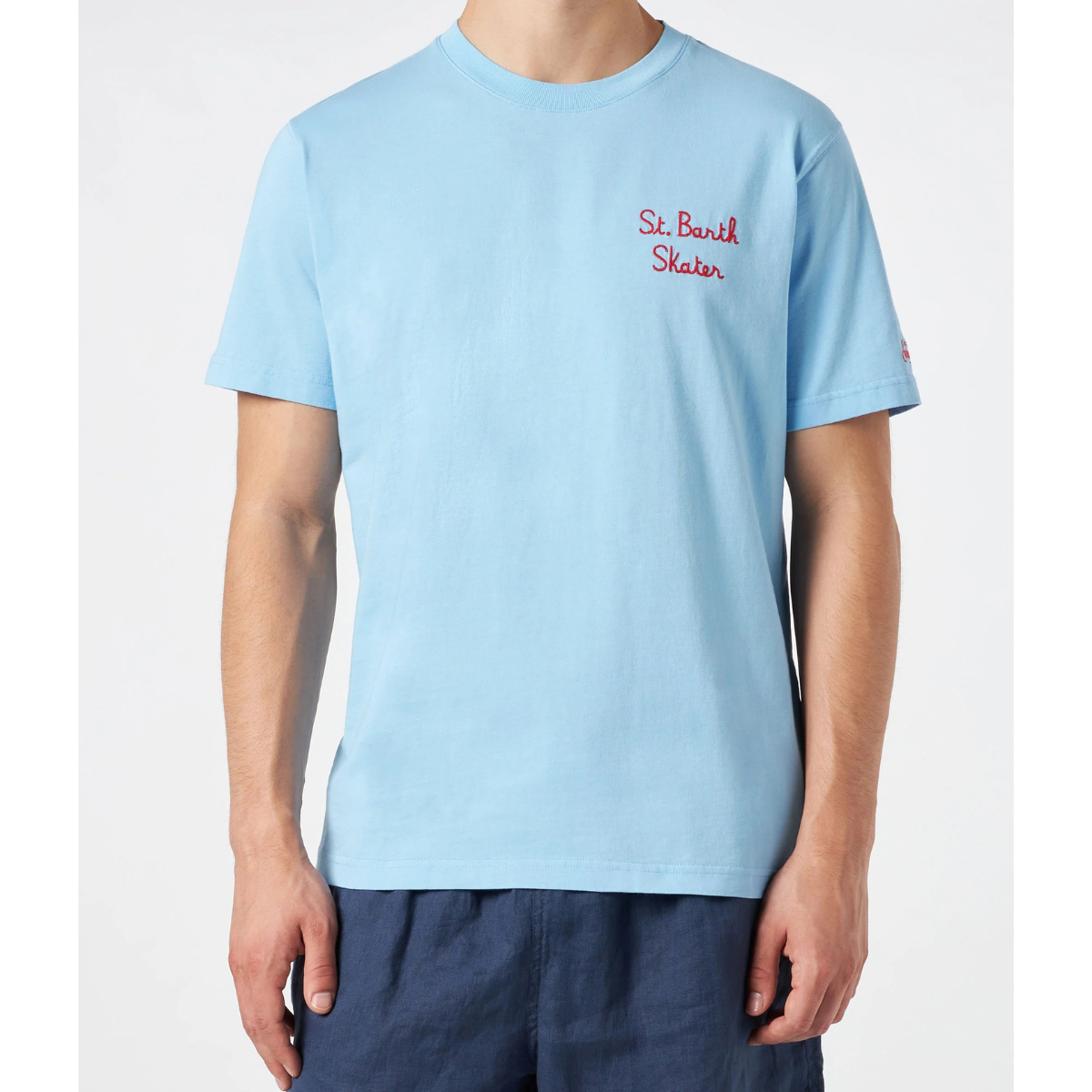 Mc2 Saint Barth T-Shirt in Cotone Uomo Stampa Bart Simpson Celeste