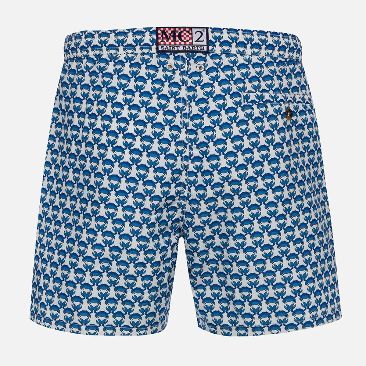 MC2 Saint Barth Costume Mare in Tessuto Leggero con Stampa Granchio Uomo Bianco