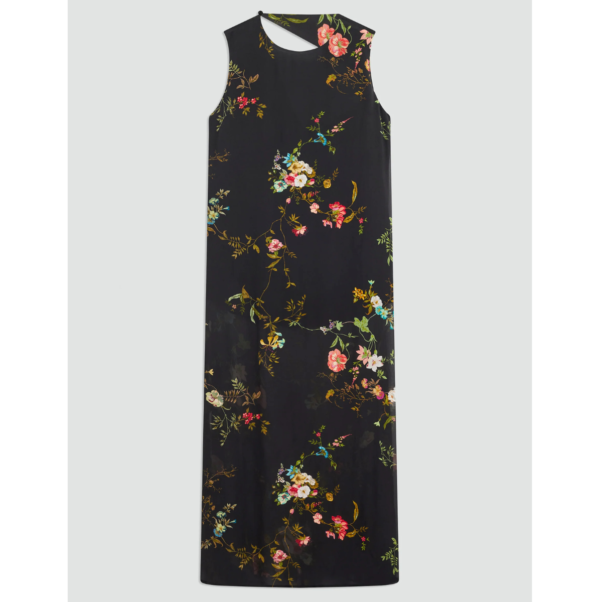 Semicouture Aito Lungo in Georgette con Stampa a Fiori Nerea Donna Nero