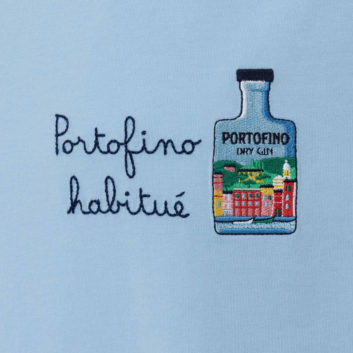 Mc2 Saint Barth T-Shirt Man in Cotone con Ricamo Uomo Portofino Habituè Celeste