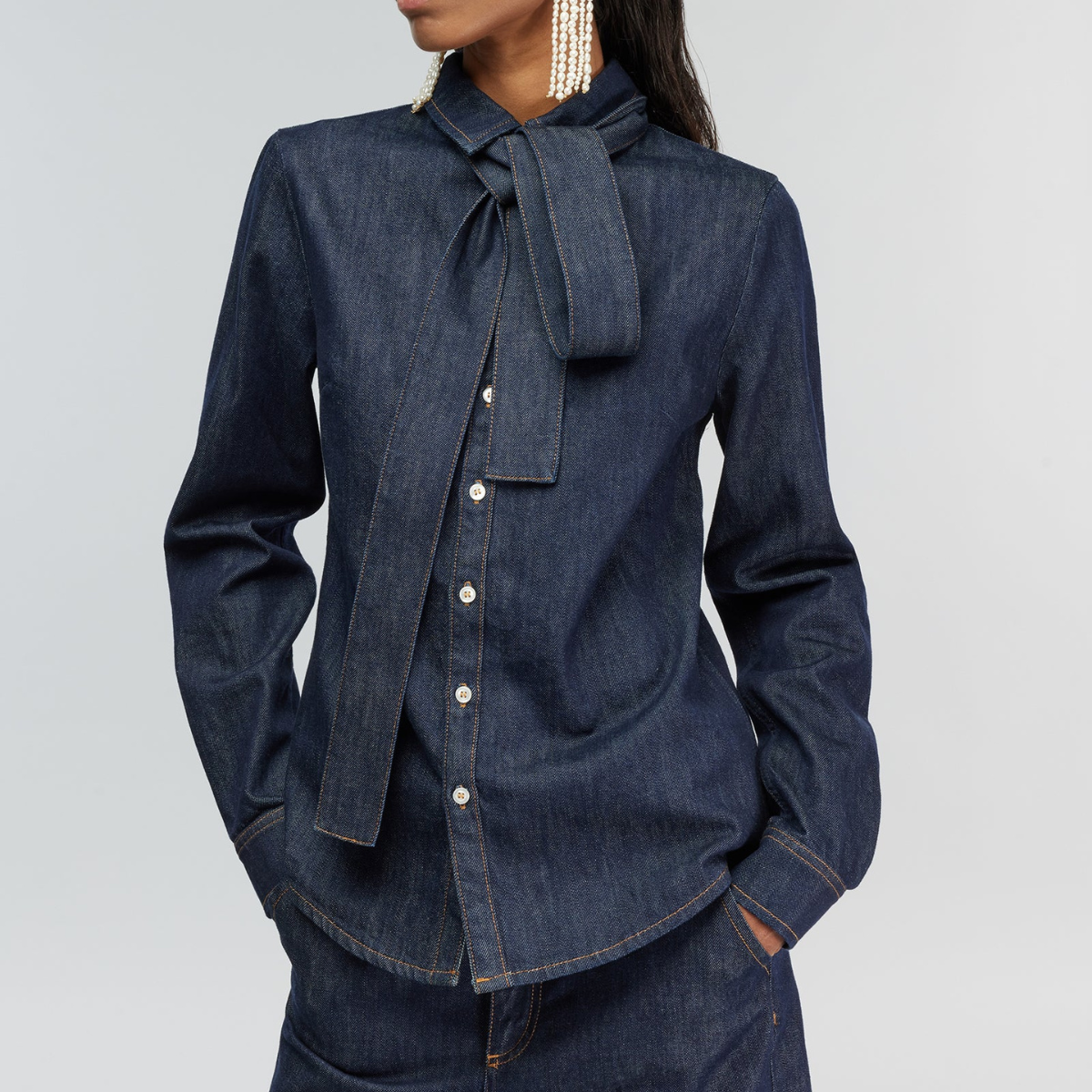 Semicouture Camicia in Denim di Cotone Donna Giulietta Dark Stone Wash