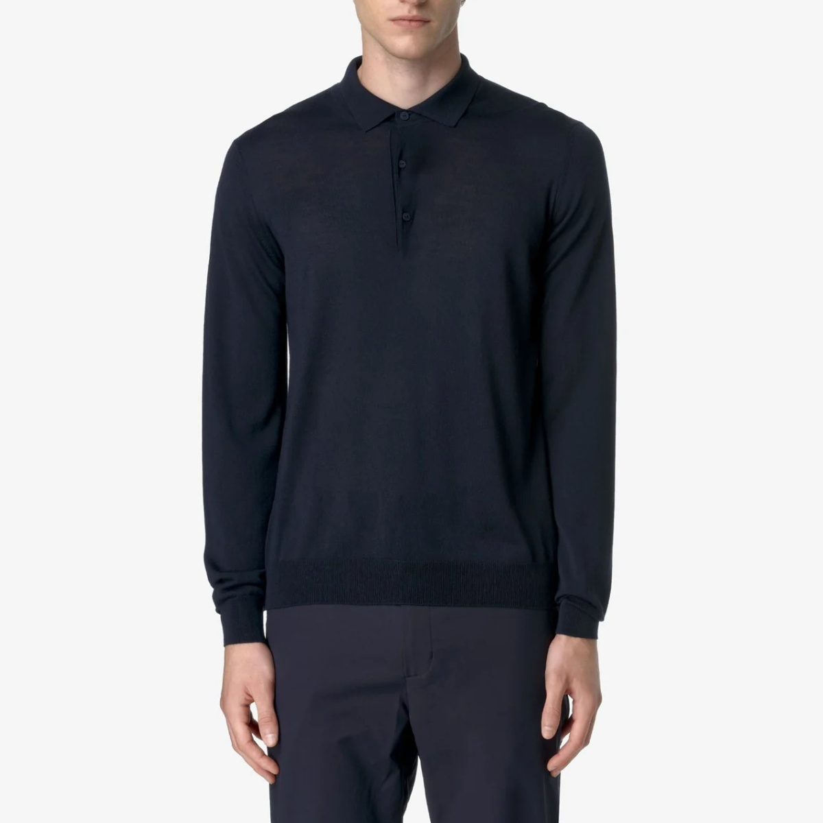 K-Way Polo in Misto di Lana Merino Rey Wool Merino Blend Uomo Blue Depth