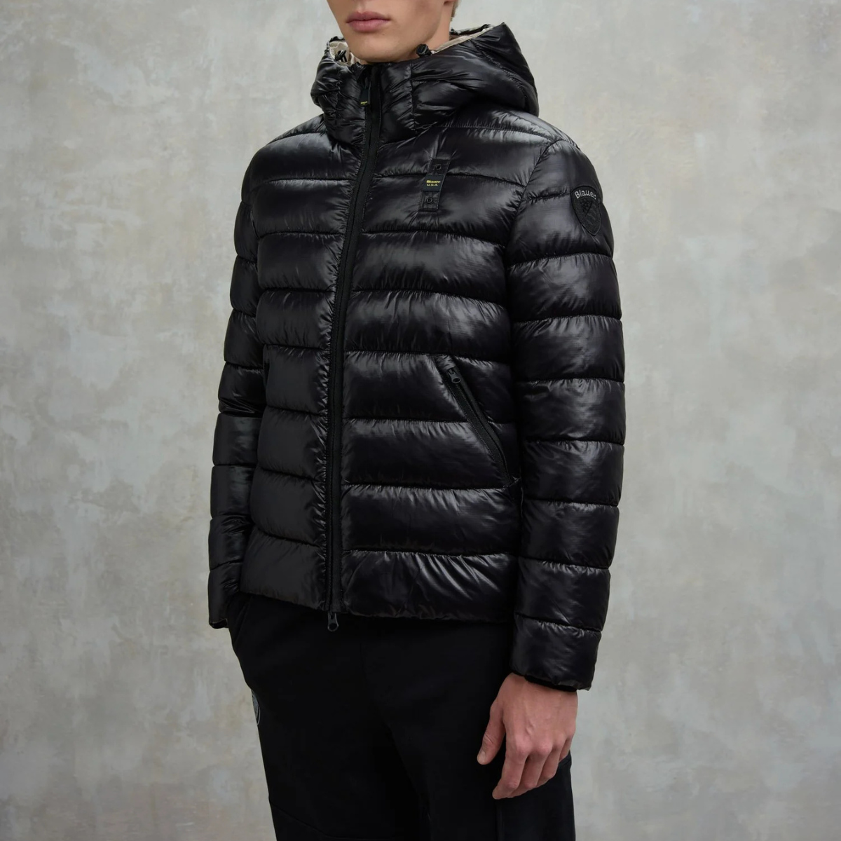 Blauer Giubbetto in Nylon Adams Uomo Nero