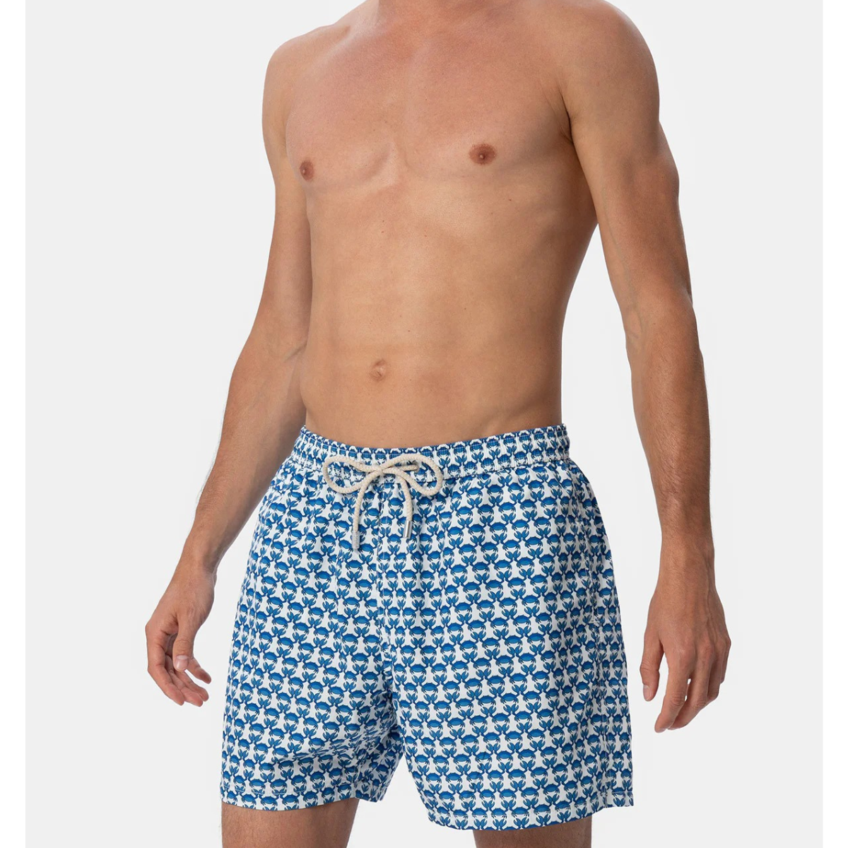 MC2 Saint Barth Costume Mare in Tessuto Leggero con Stampa Granchio Uomo Bianco