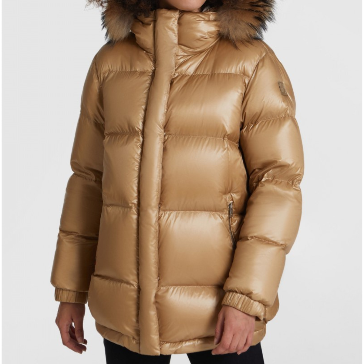 Woolrich Piumino con Pelliccia Donna WS Aliquippa Parka Gold Khaki