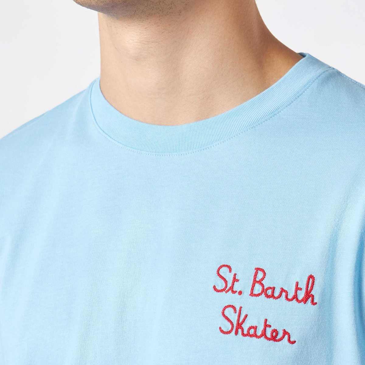 Mc2 Saint Barth T-Shirt in Cotone Uomo Stampa Bart Simpson Celeste