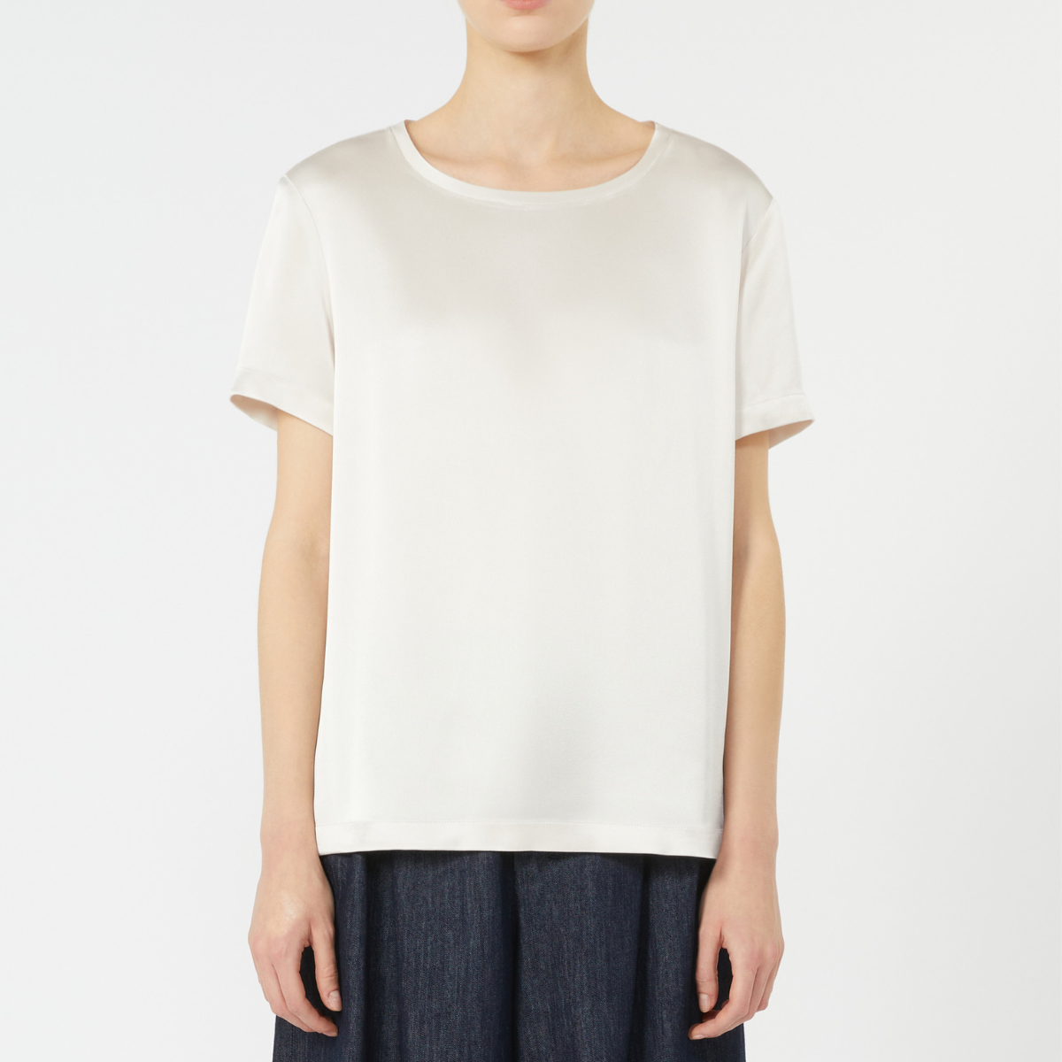 Max Mara T-Shirt in Raso di Viscosa Donna Rebecca Beige