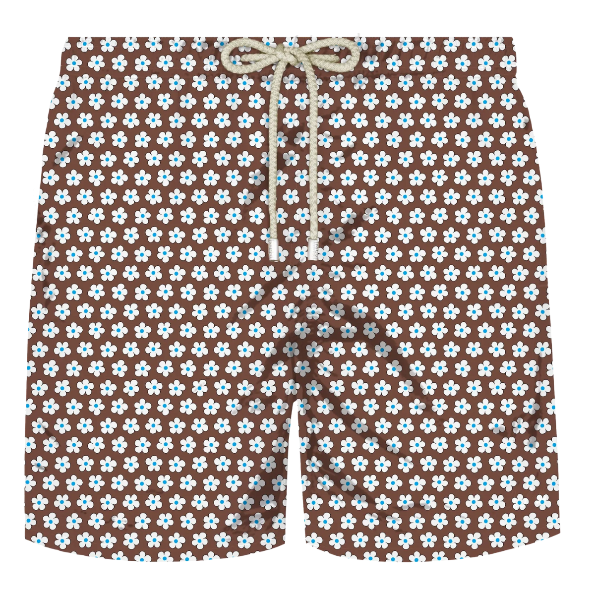 MC2 Saint Barth Costume a Pantaloncino Uomo Comfort con Stampa a Fiori Marrone