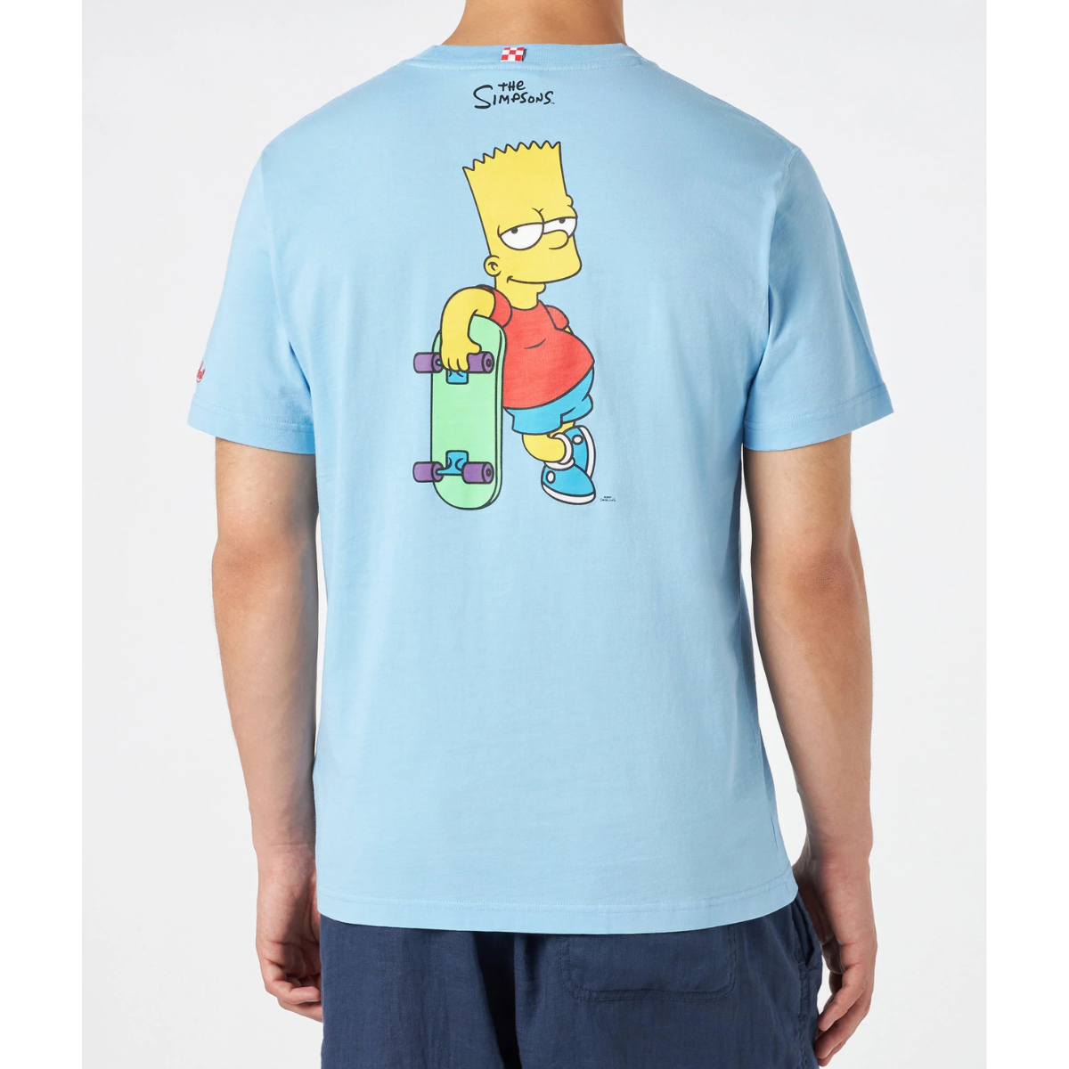 Mc2 Saint Barth T-Shirt in Cotone Uomo Stampa Bart Simpson Celeste
