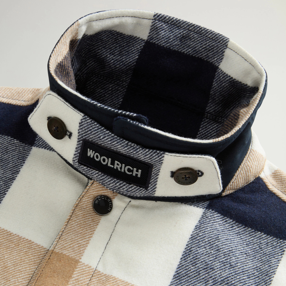 Woolrich Giacca a Camicia in Misto Lana Alaskan Check Uomo Oatmeal Check