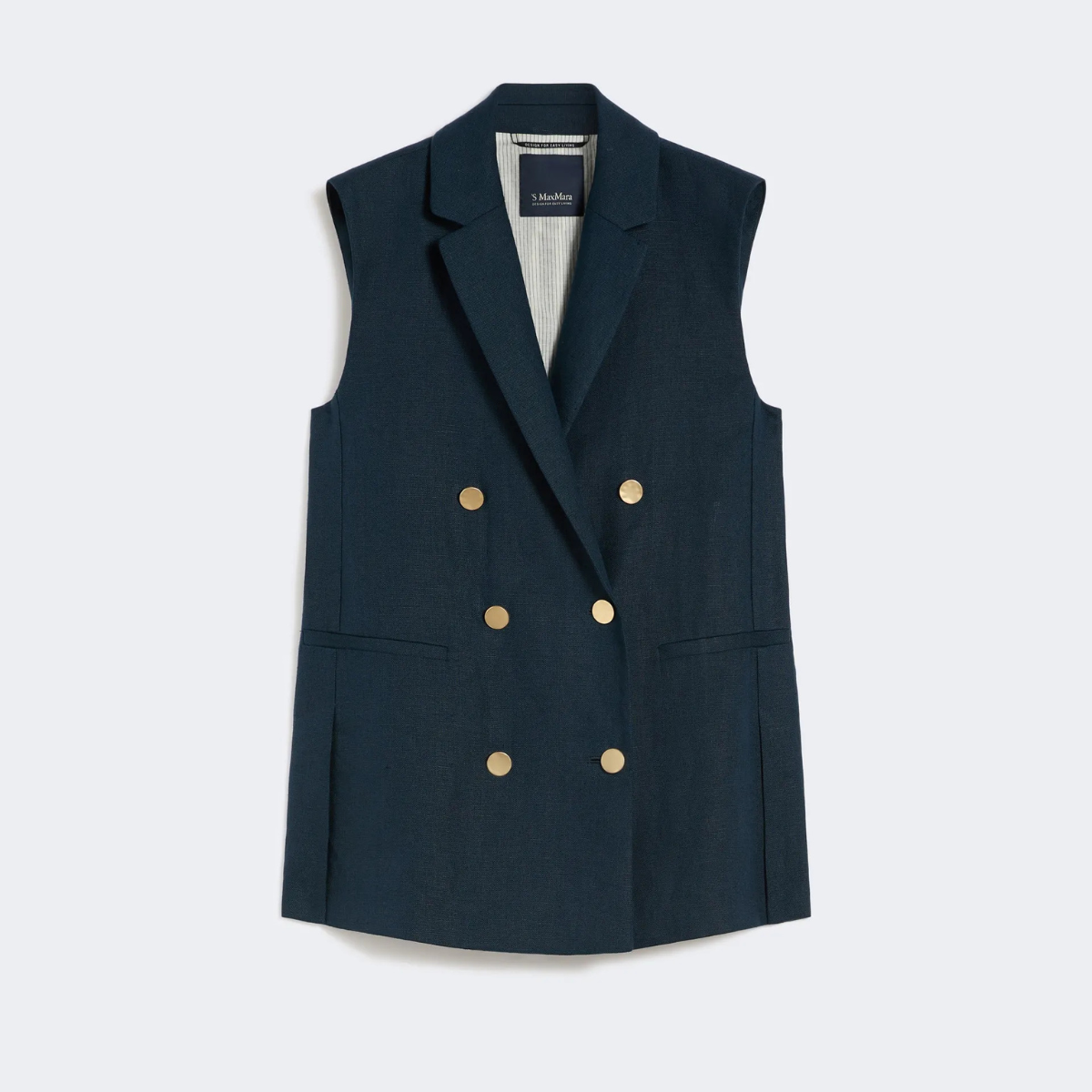 Max Mara Gilet in Stuoia di Lino SMMBird Donna Blu Notte