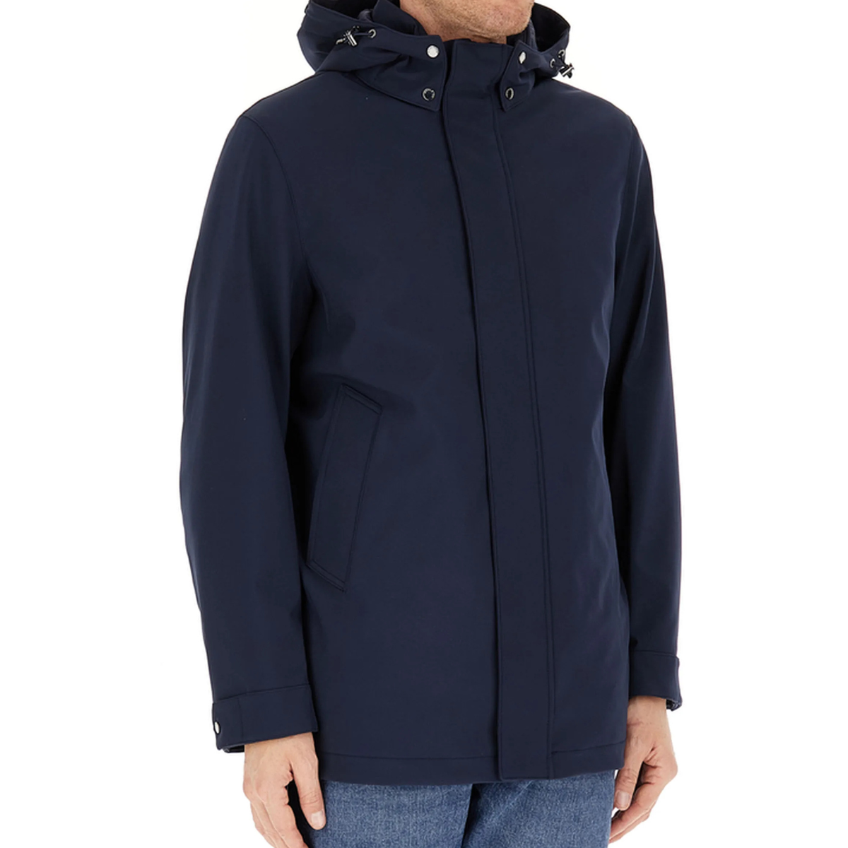 Woolrich Parka Imbottito Soft Shell Barrow Mac Coat Uomo Melton Blue