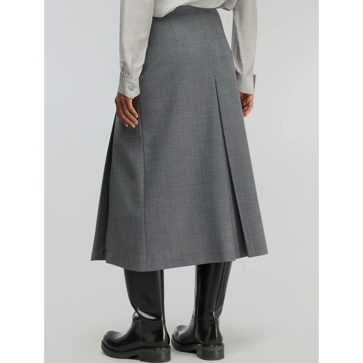 Semicouture Gonna in Fresco di Lana Donna Tracy Grigio Melange