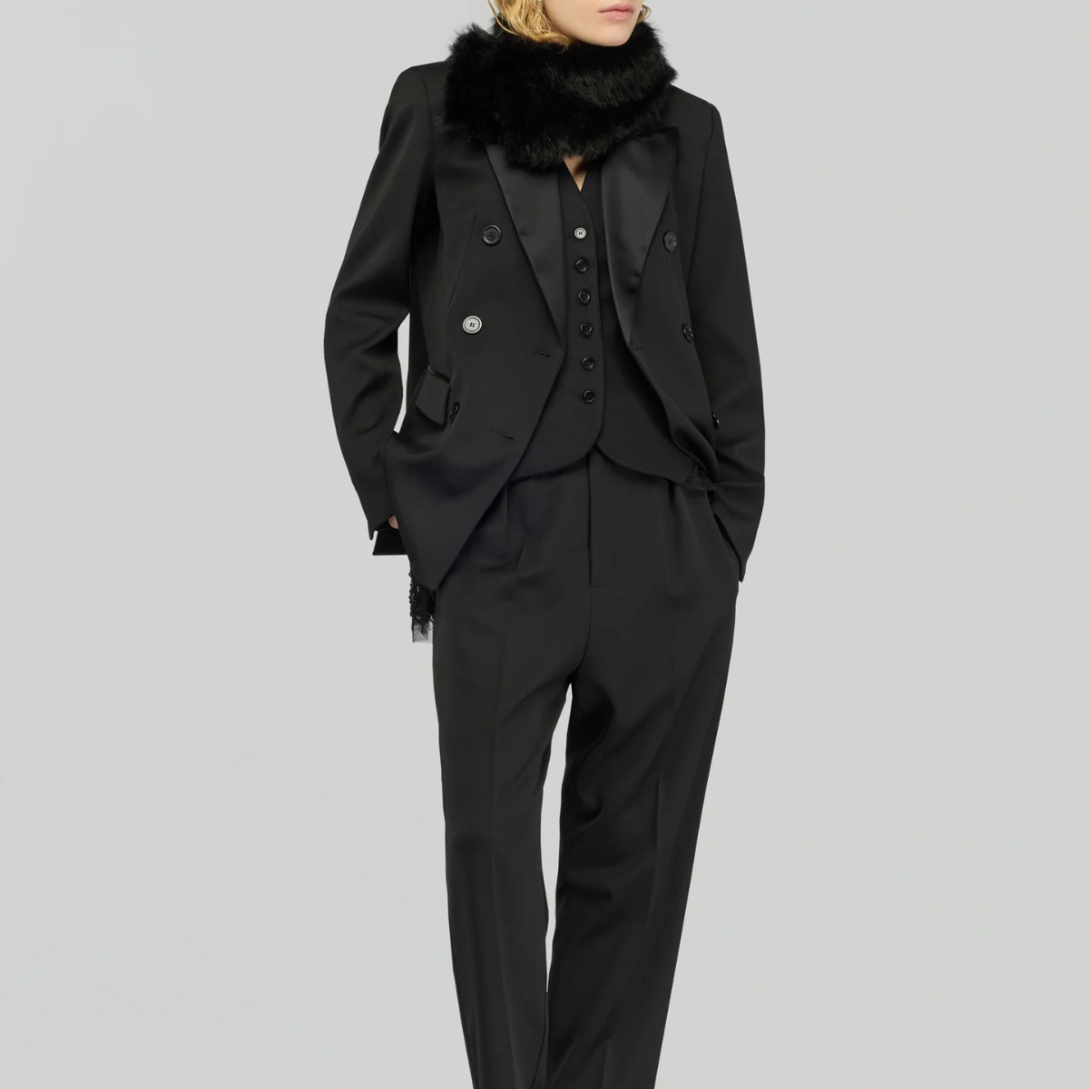 Semicouture Giacca in Lana Pettinata Doppiopetto Gabriela Donna Nero