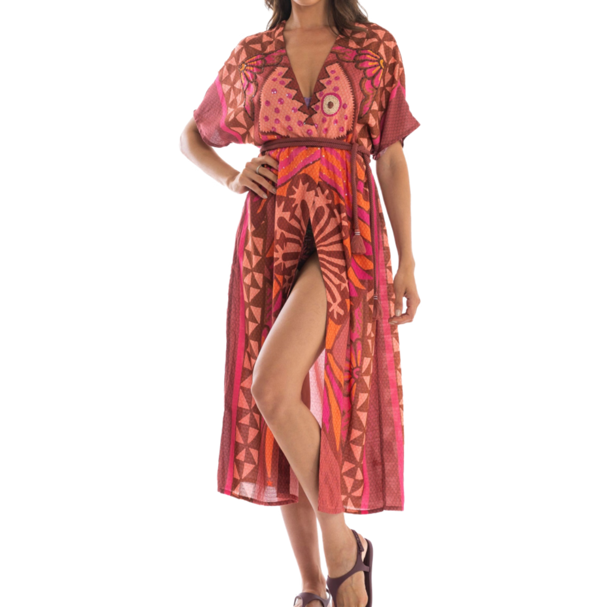 Pin Up Kimono in Viscosa Tribal Sea Donna Phard
