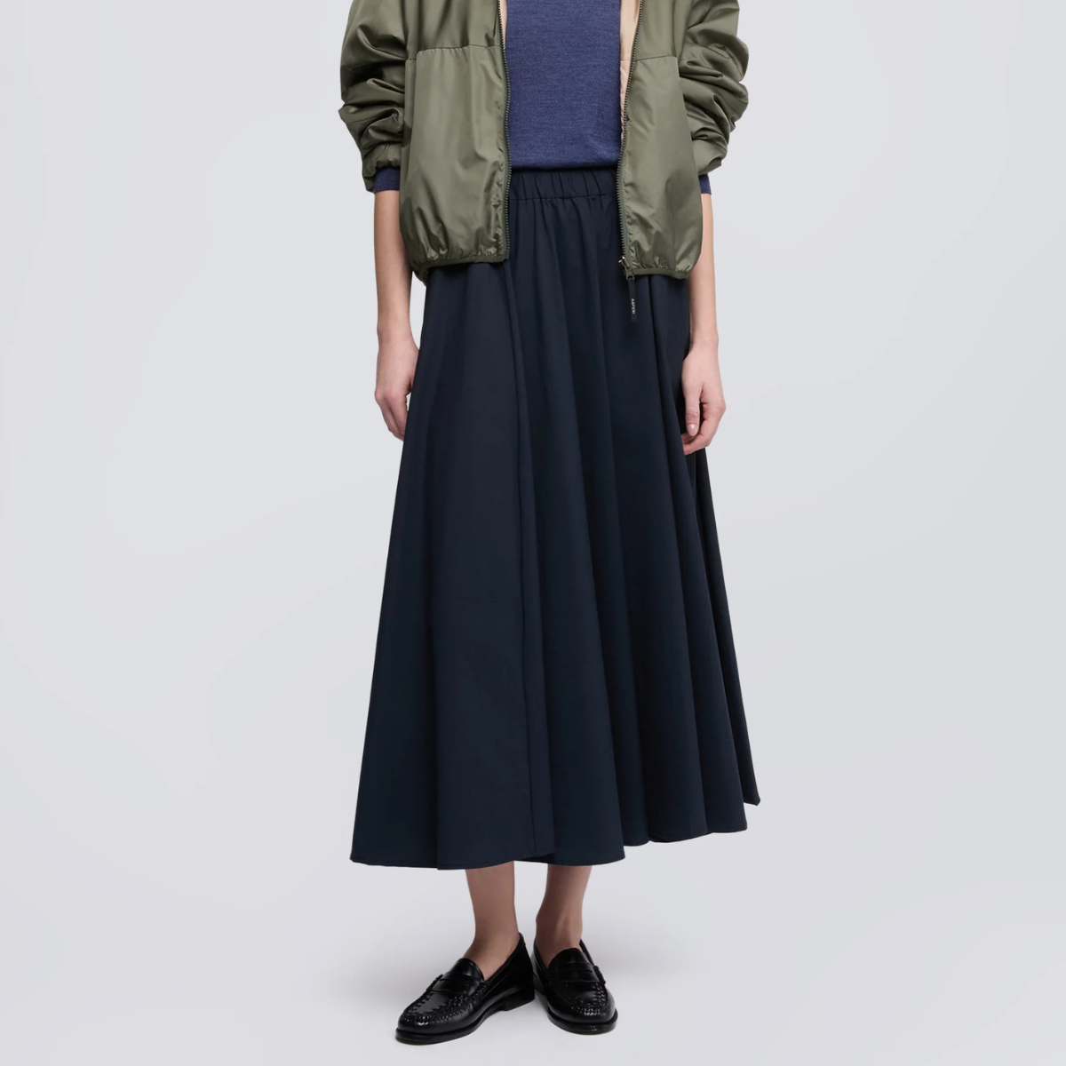 Aspesi Gonna in Popeline di Cotone e Nylon Stretch Donna Blu Navy