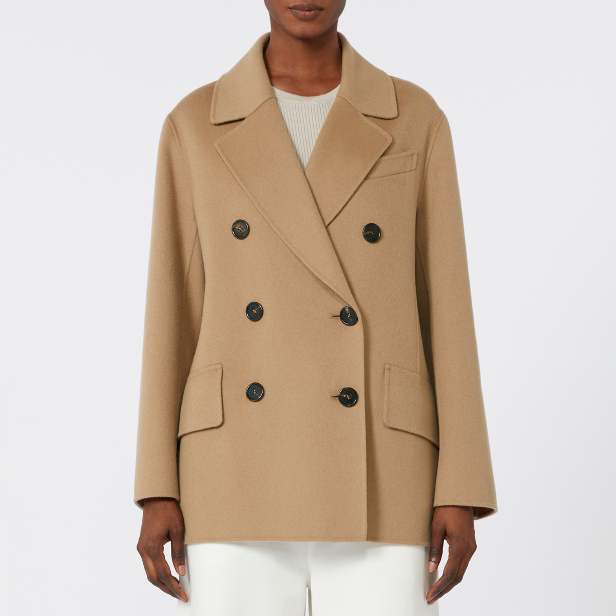 Max Mara Giacca Doppiopetto in Lana Lukas Donna Cammello