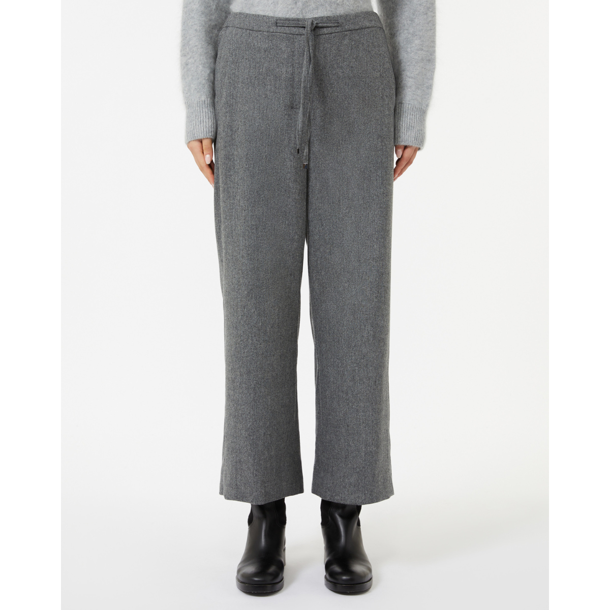 Max Mara Pantalone in Lana Floria Donna Grigio Medio