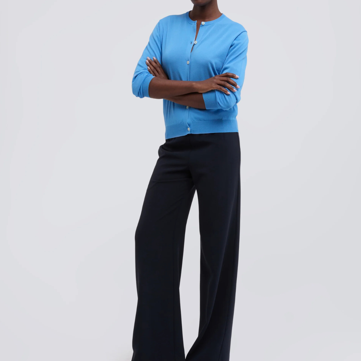 Aspesi Cardigan Girocollo in Filato di Cotone Mod. 3223 Donna Azzurro