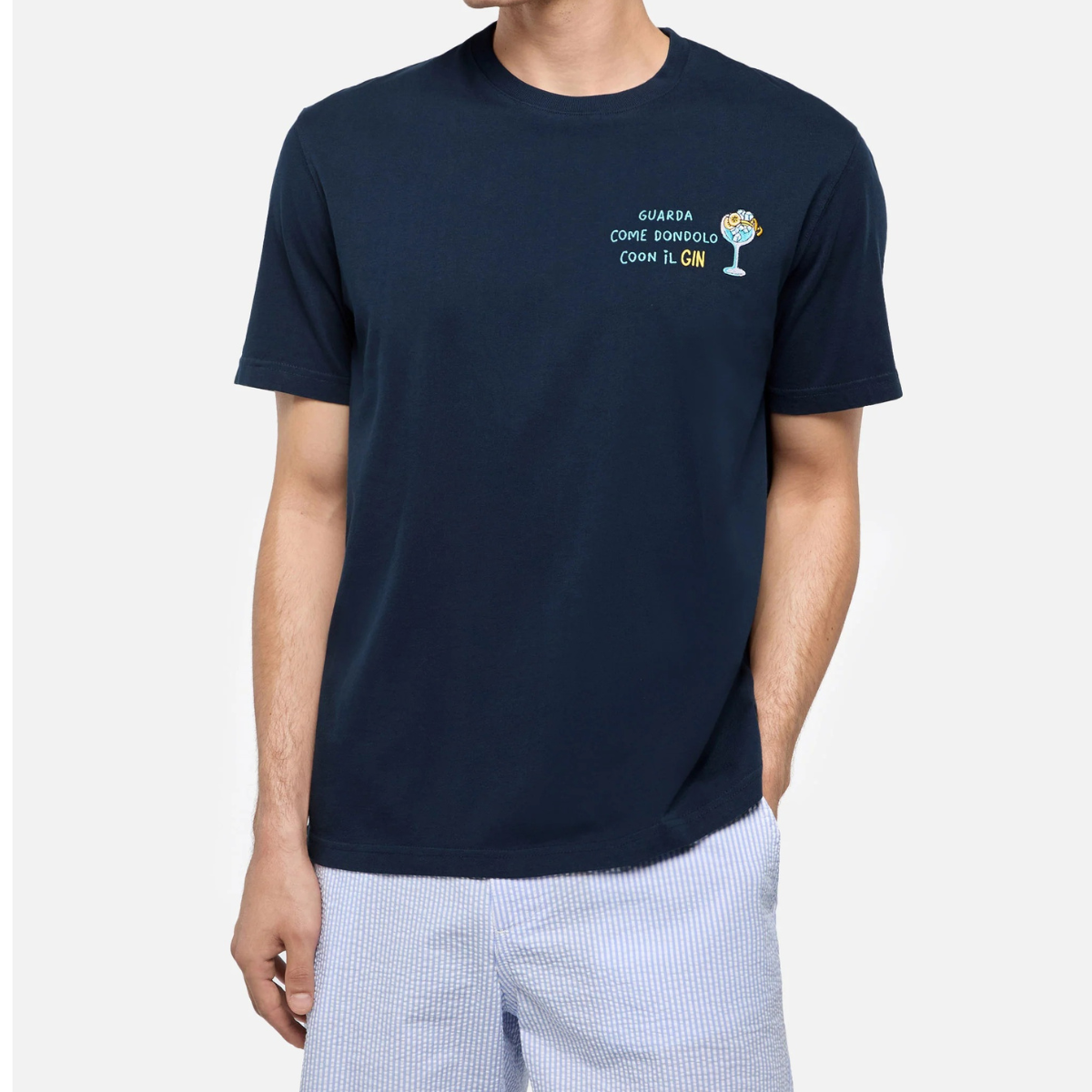 Mc2 Saint Barth T-Shirt in Cotone Uomo Portofino Dondolo Gin Blu