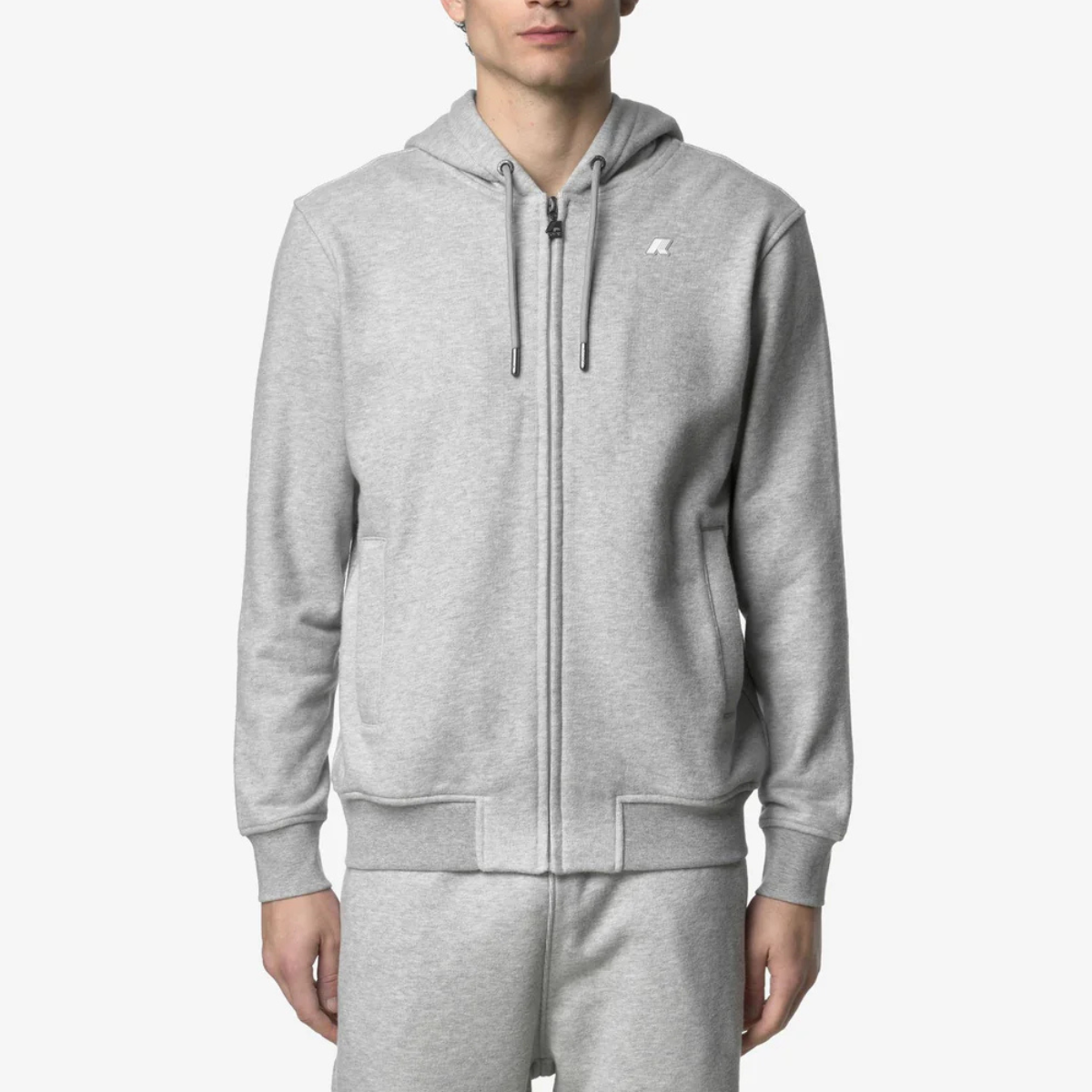 K-Way Felpa in Cotone Uomo Anthony Heavy Fleece Grey Mel