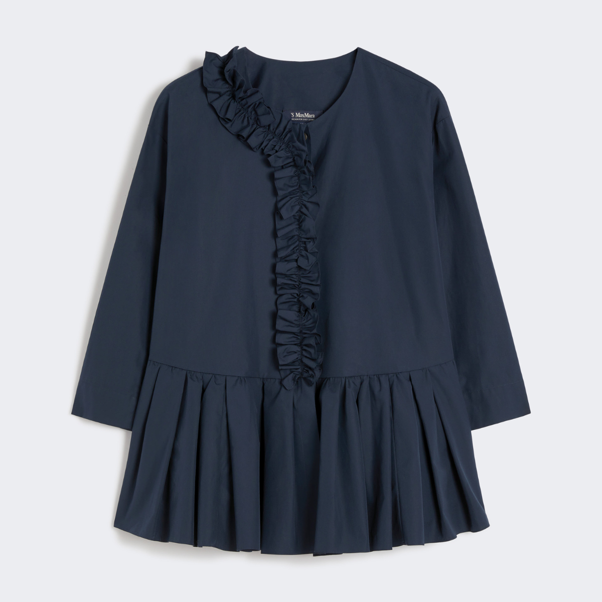 Max Mara Camicia in Cotone Lavato con Balza Musa Donna Blu Marino