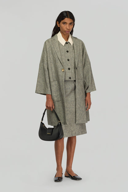 Semicouture Cappotto in Lino e Cotone Donna Sigmund Nero