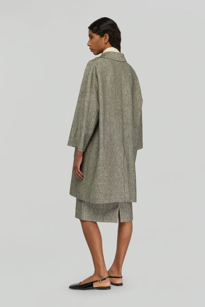 Semicouture Cappotto in Lino e Cotone Donna Sigmund Nero
