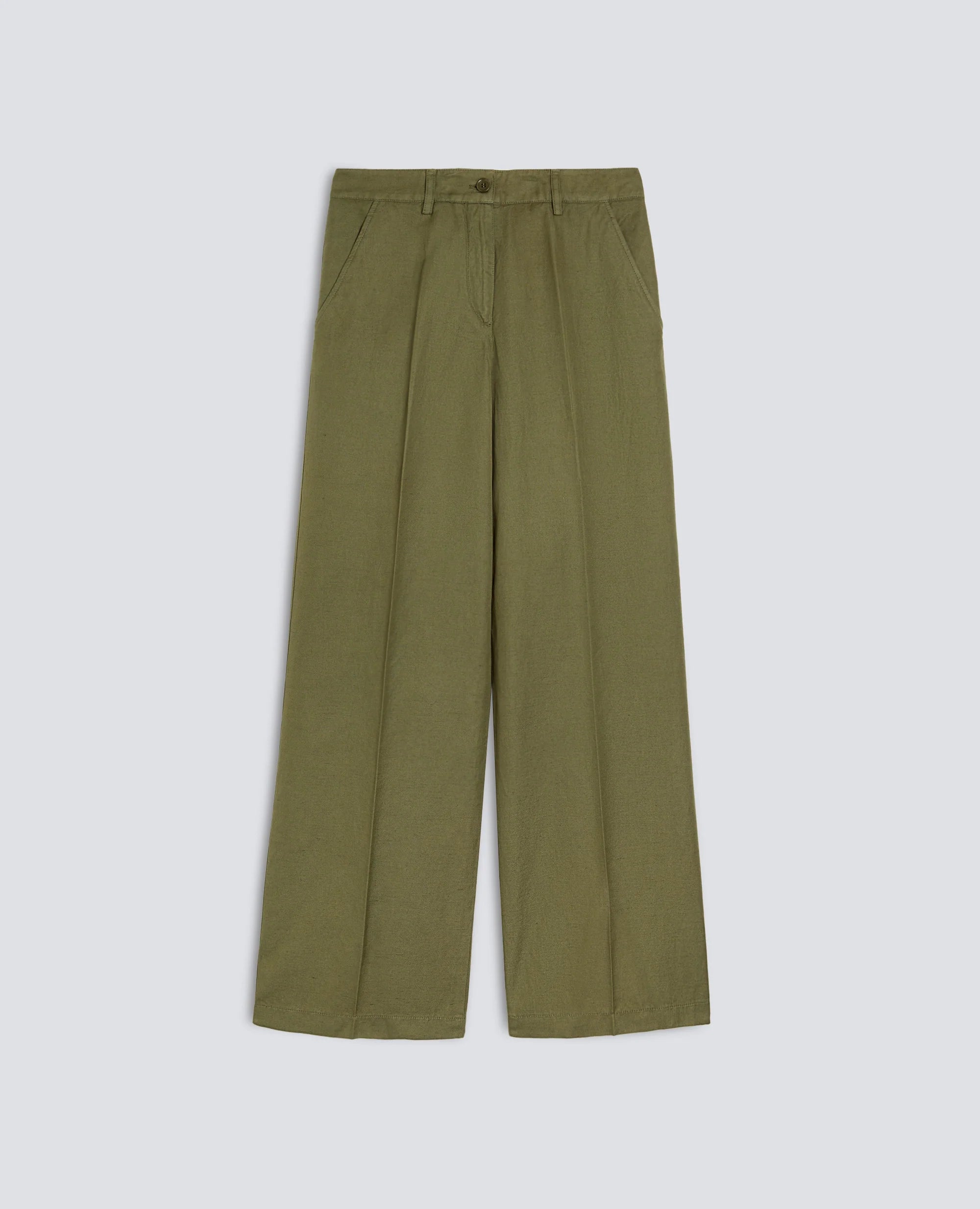 Aspesi Pantalone in Gabardina di Cotone e Lino Mod. 0188 Donna Militare