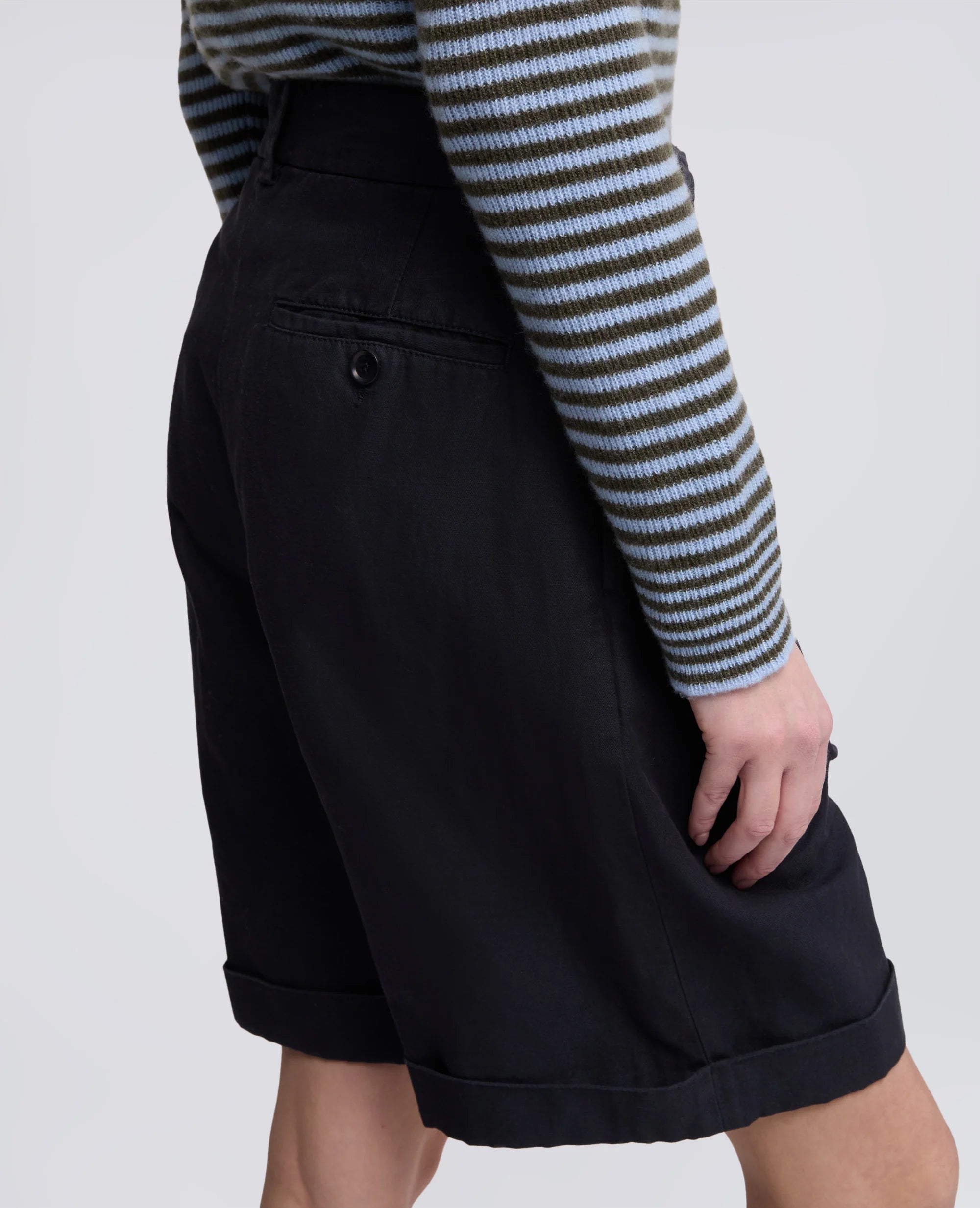 Aspesi Bermuda in Gabardina in Cotone e Lino Mod. 0210 Donna Navy