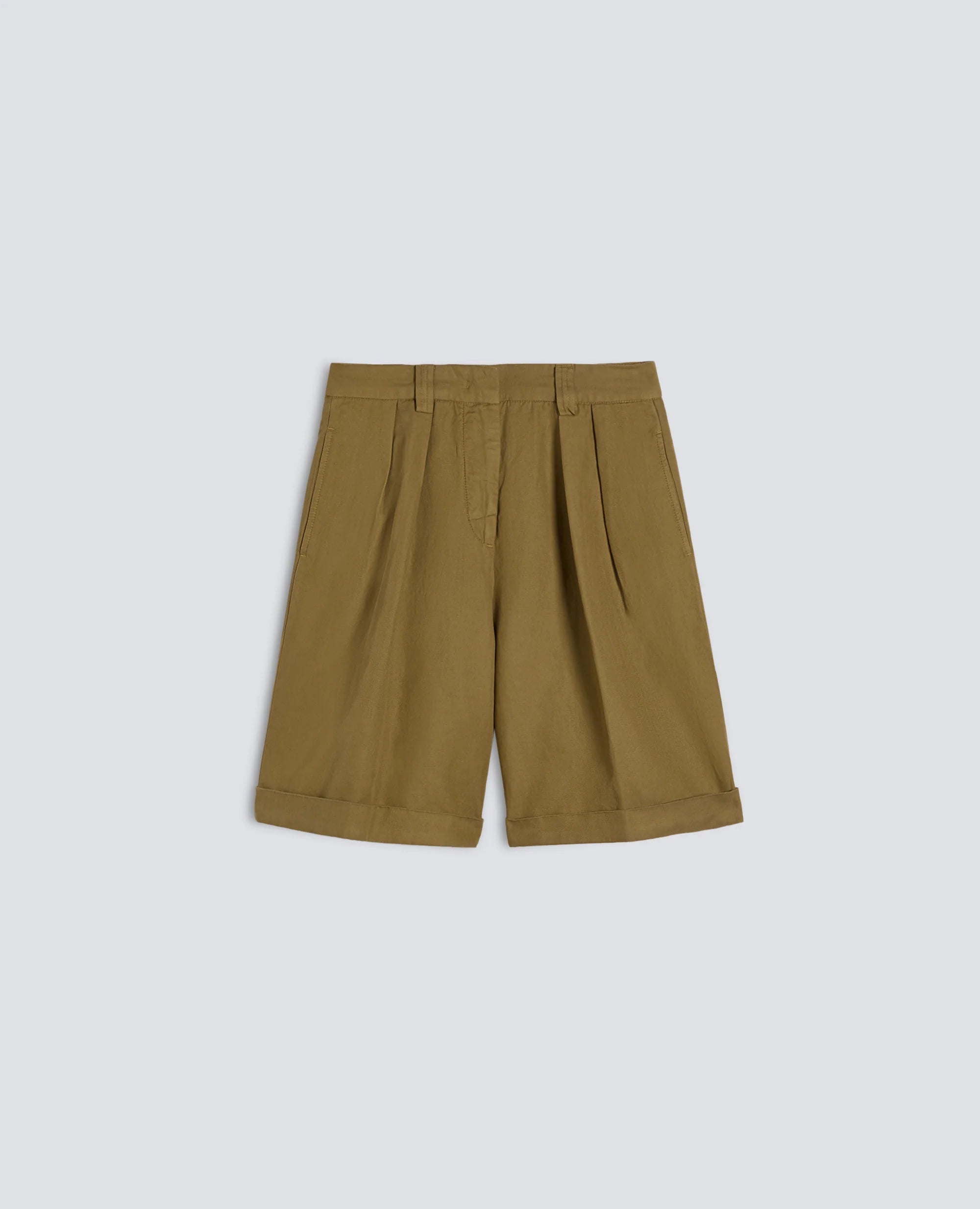 Aspesi Bermuda in Gabardina in Cotone e Lino Mod. 0210 Donna Beige