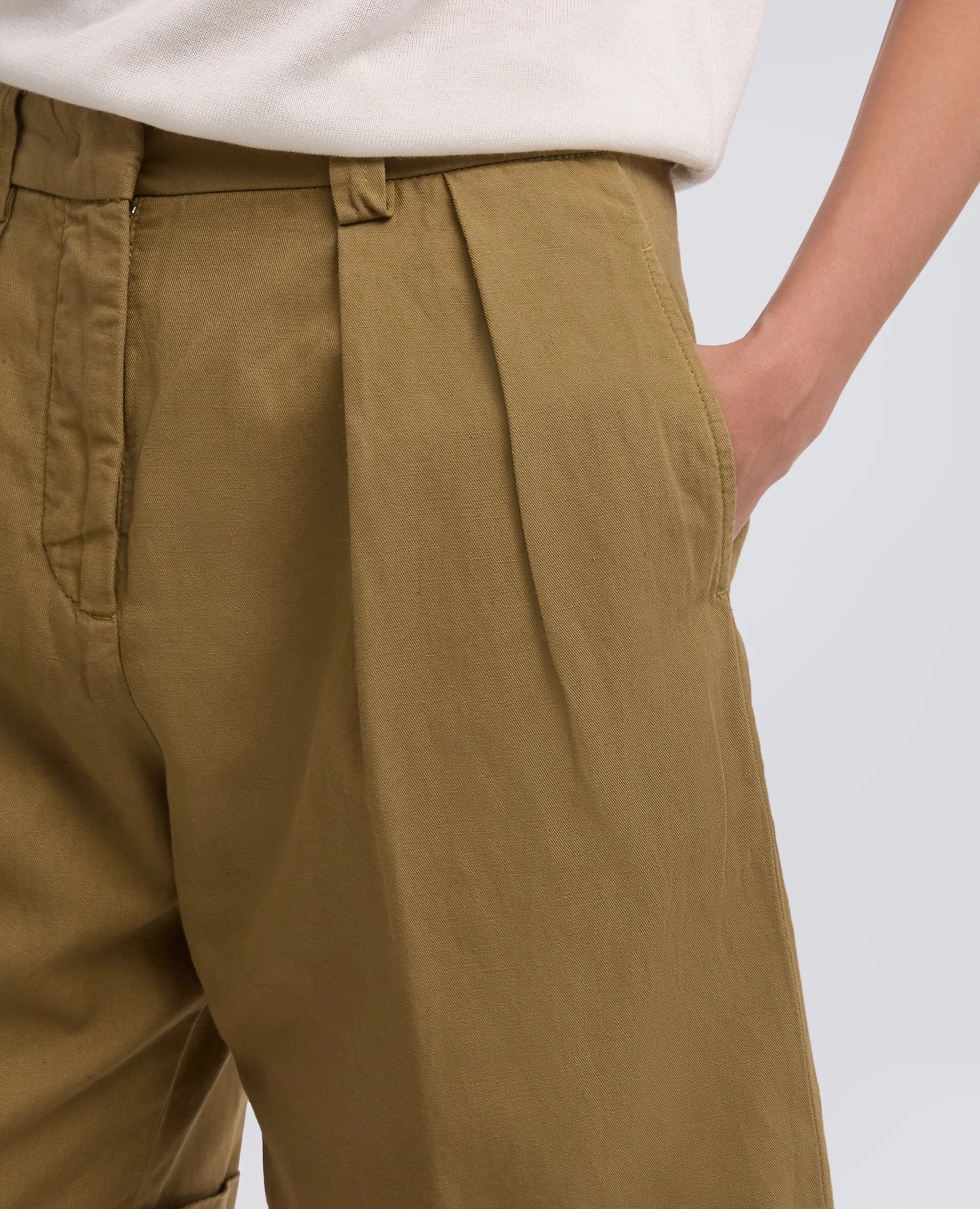 Aspesi Bermuda in Gabardina in Cotone e Lino Mod. 0210 Donna Beige