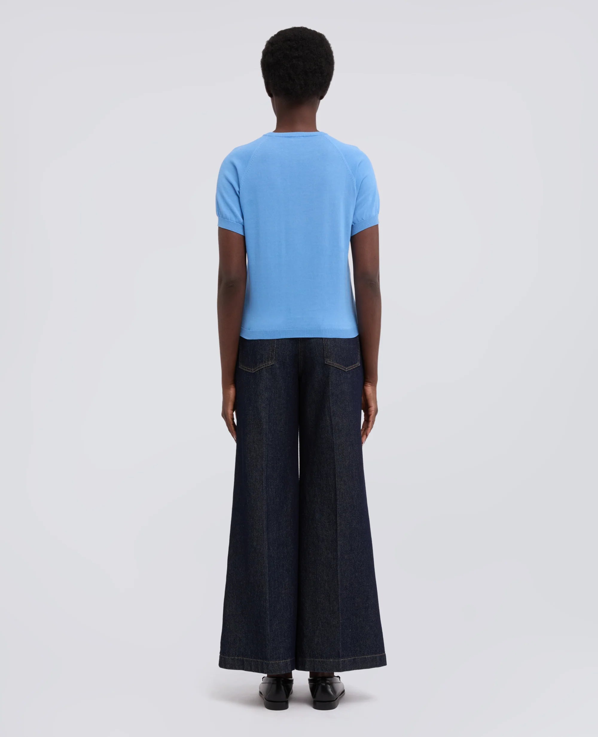Aspesi T-Shirt in Filato di Puro Cotone Mod. 3222 Donna Azzurro