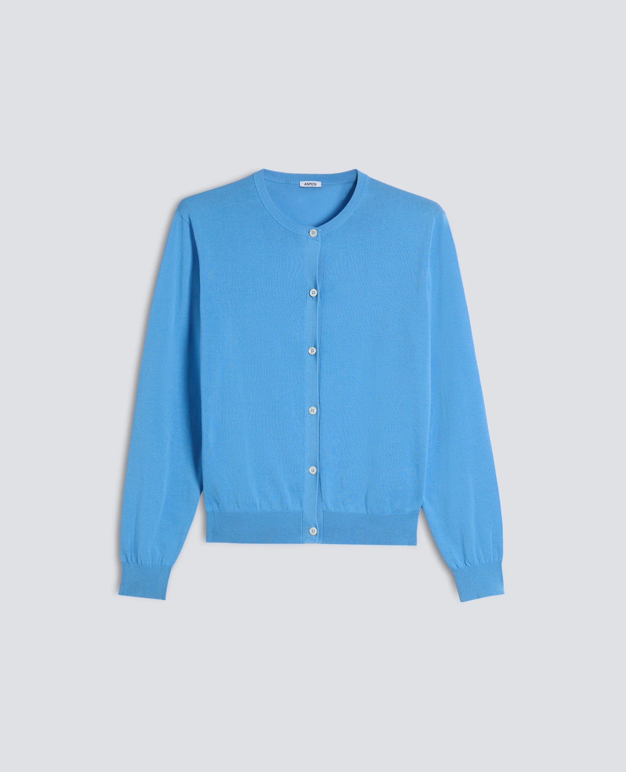 Aspesi Cardigan Girocollo in Filato di Cotone Mod. 3223 Donna Azzurro