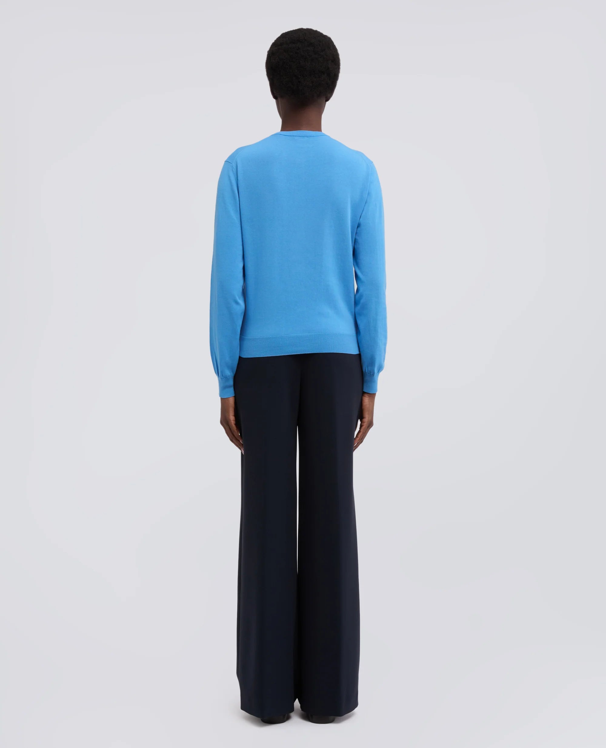 Aspesi Cardigan Girocollo in Filato di Cotone Mod. 3223 Donna Azzurro
