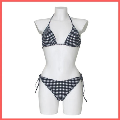 MC2 Saint Barth Bikini a Triangolo a Scacchi Blu e Bianco