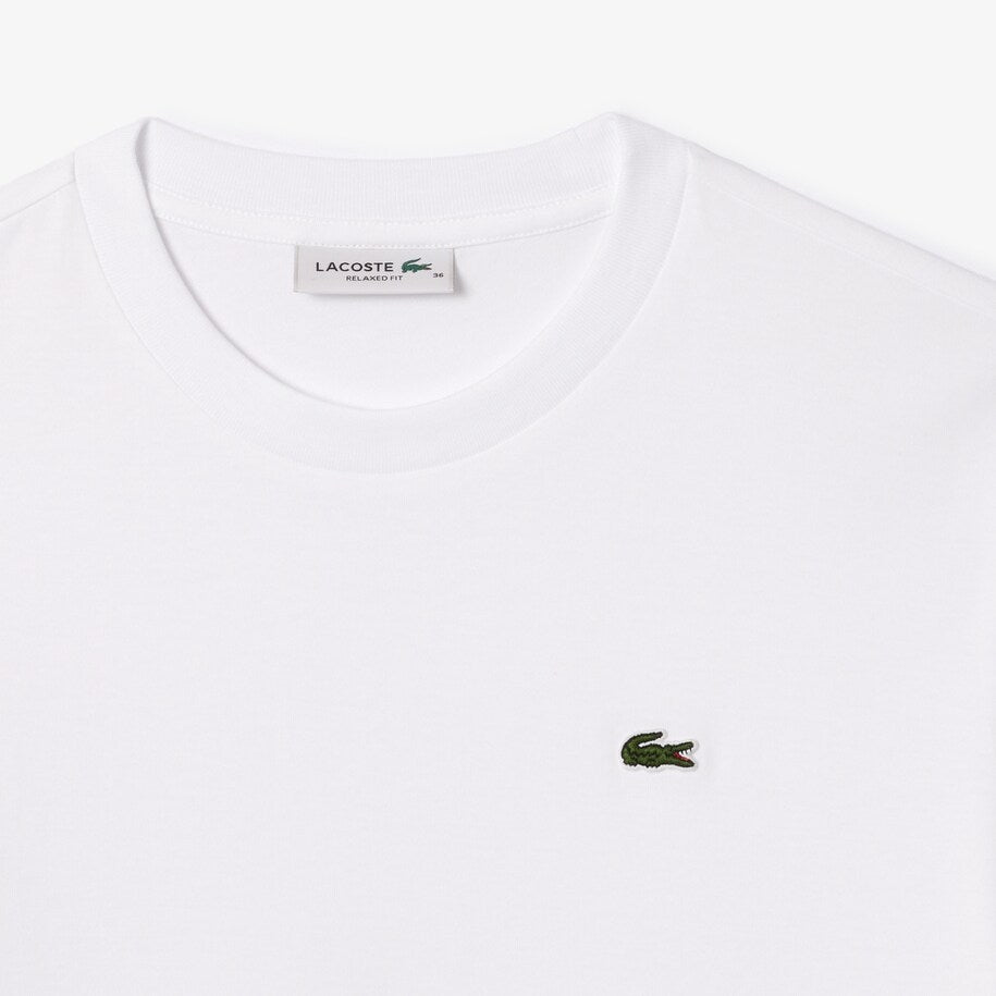 Lacoste T-Shirt con Scollatura a Girocollo in Cotone Donna Bianco