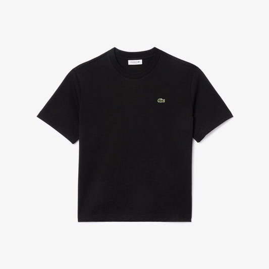 Lacoste T-Shirt con Scollatura a Girocollo in Cotone Donna Nero