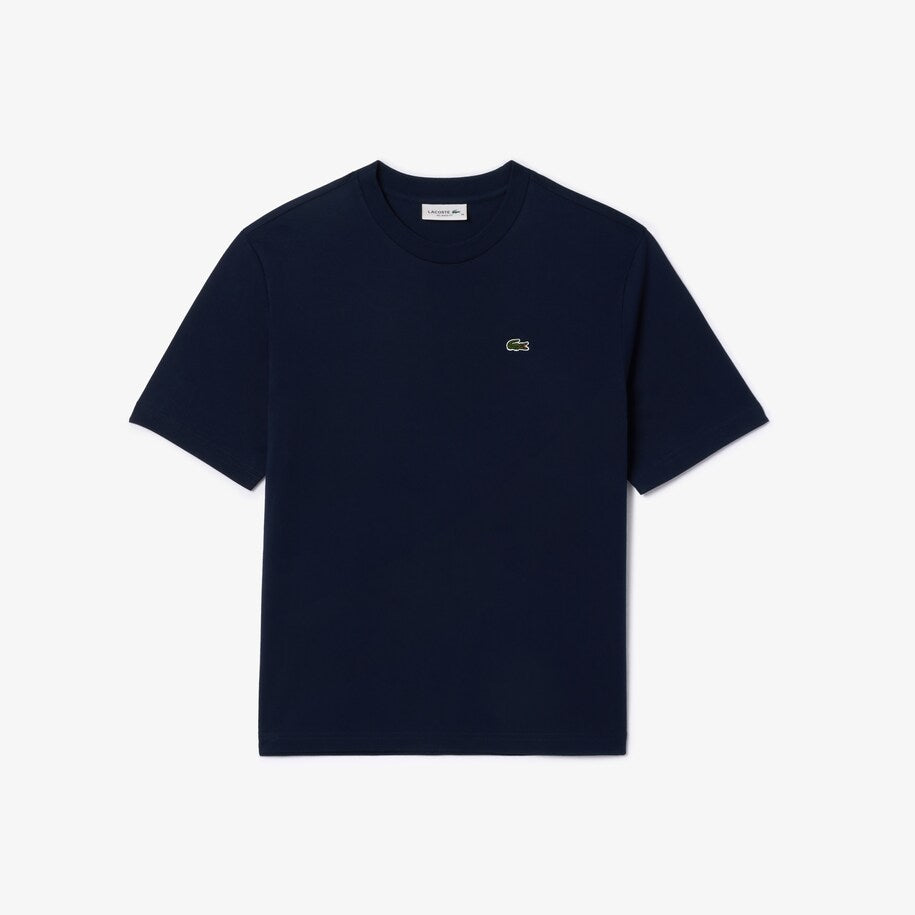 Lacoste T-Shirt con Scollatura a Girocollo in Cotone Donna Blu