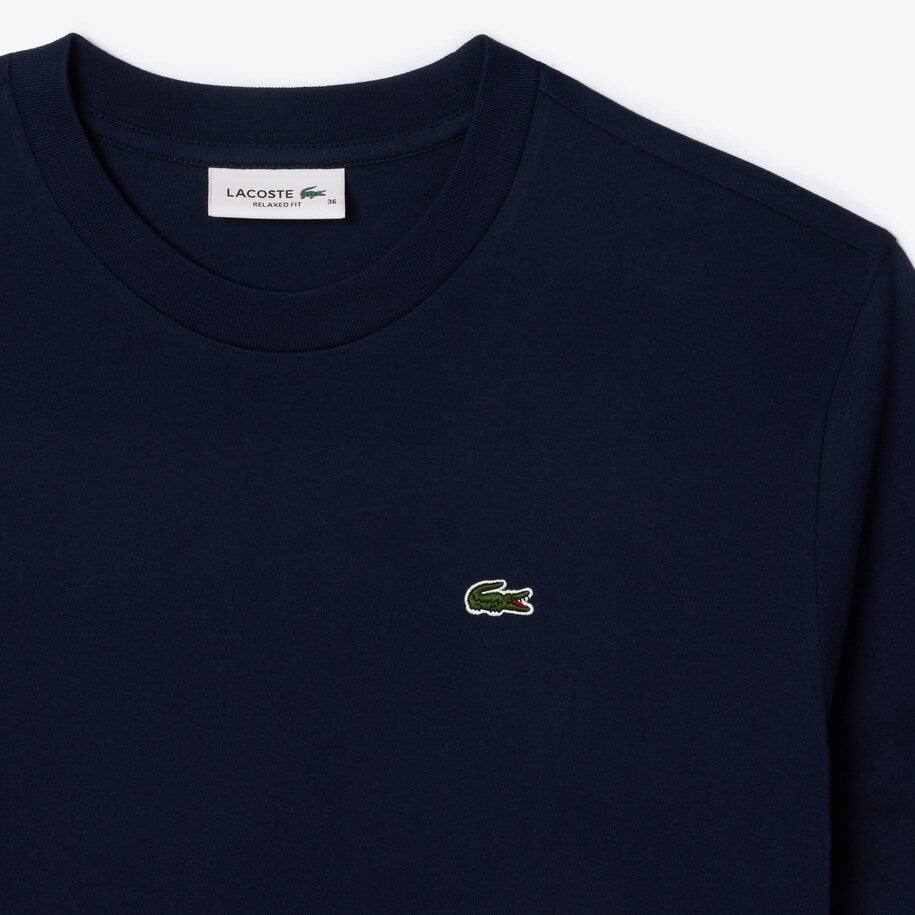 Lacoste T-Shirt con Scollatura a Girocollo in Cotone Donna Blu