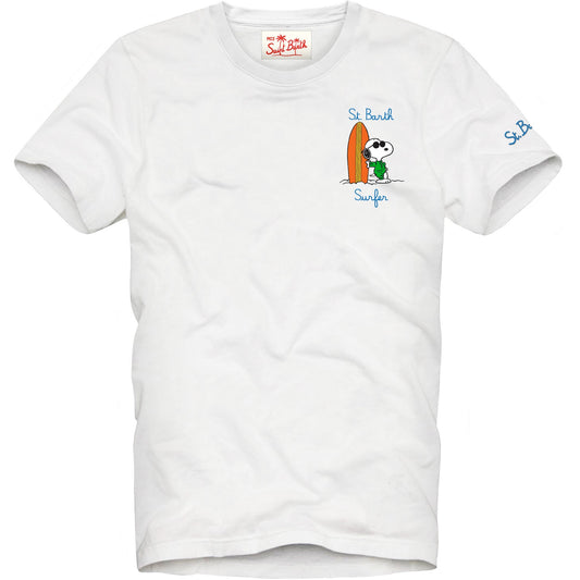 MC2 Saint Barth T-Shirt Snoopy Surfer Uomo Bianco
