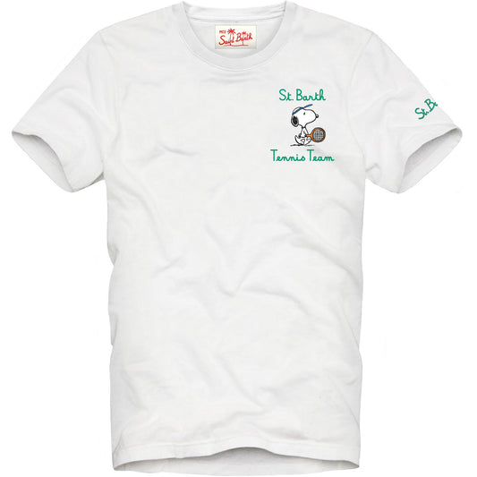 MC2 Saint Barth T-Shirt Snoopy Tennis Mini Uomo Bianco